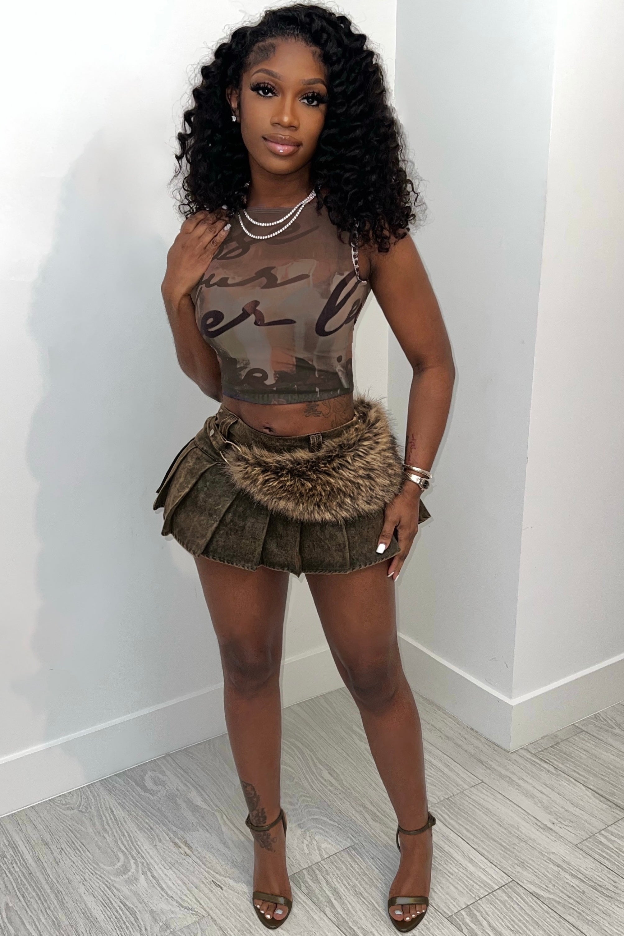 DANNY FUR BELT SKIRT – Pearls Locker